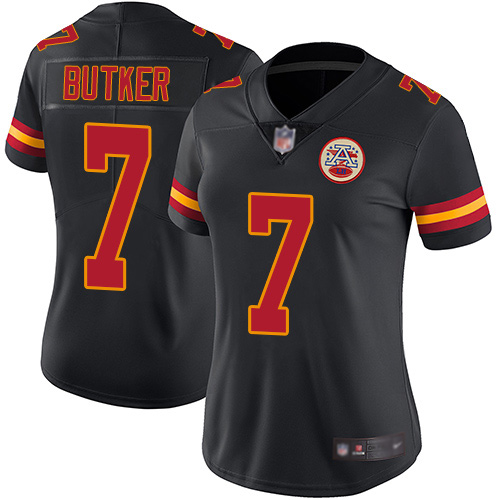 Women Kansas City Chiefs #7 Butker Harrison Limited Black Rush Vapor Untouchable Football Nike NFL Jersey->women nfl jersey->Women Jersey